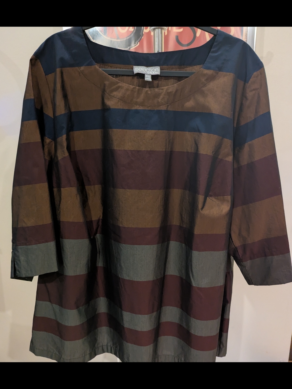 $18 Selection by Ulla Popken - Size 20/22- Striped Boatneck Blouse Tunic EUC